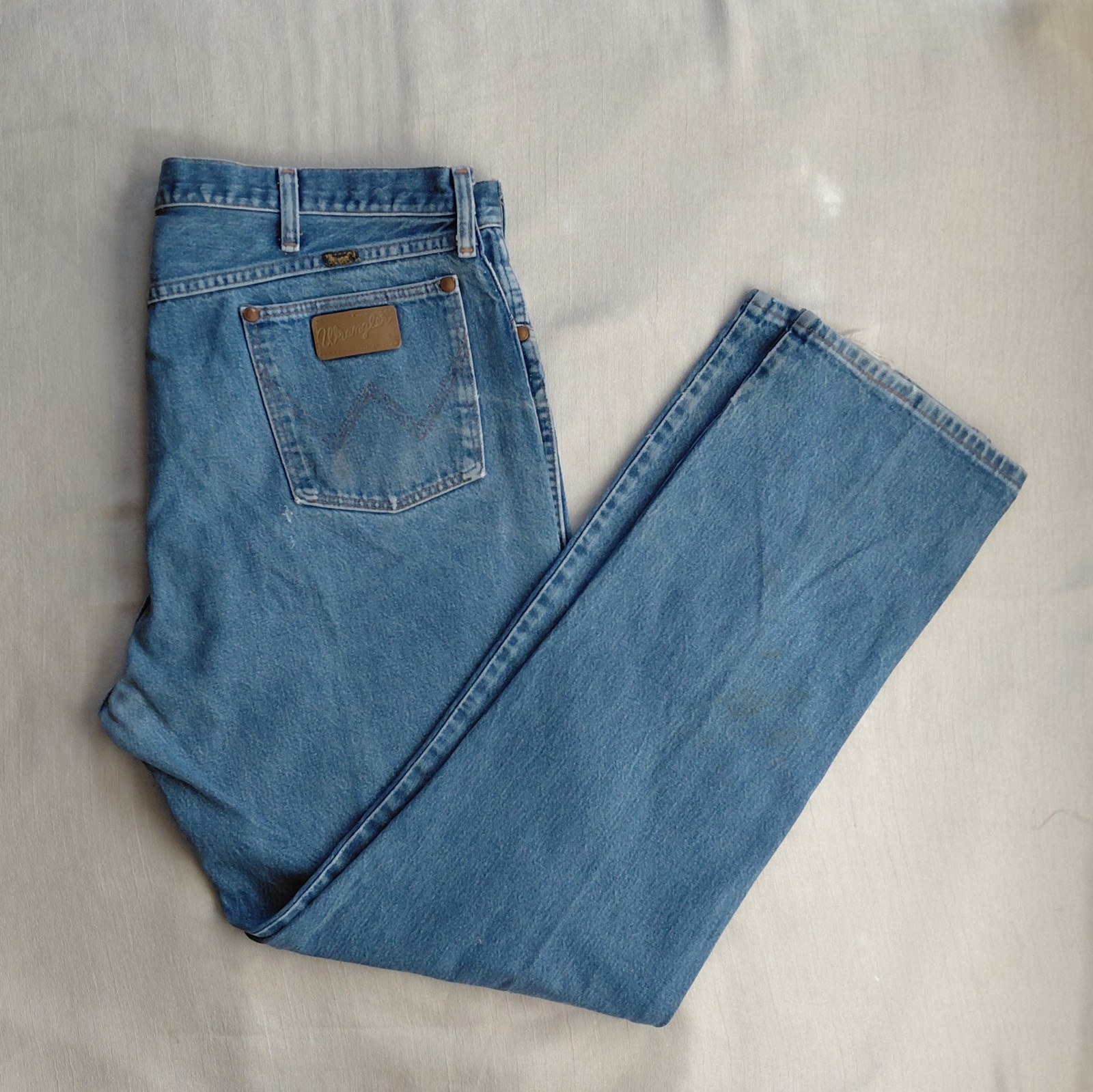 Vintage 70s 80s Wrangler Cowboy Cut Jeans 42×34 Boot Zipper USA Vertical Fly Tag