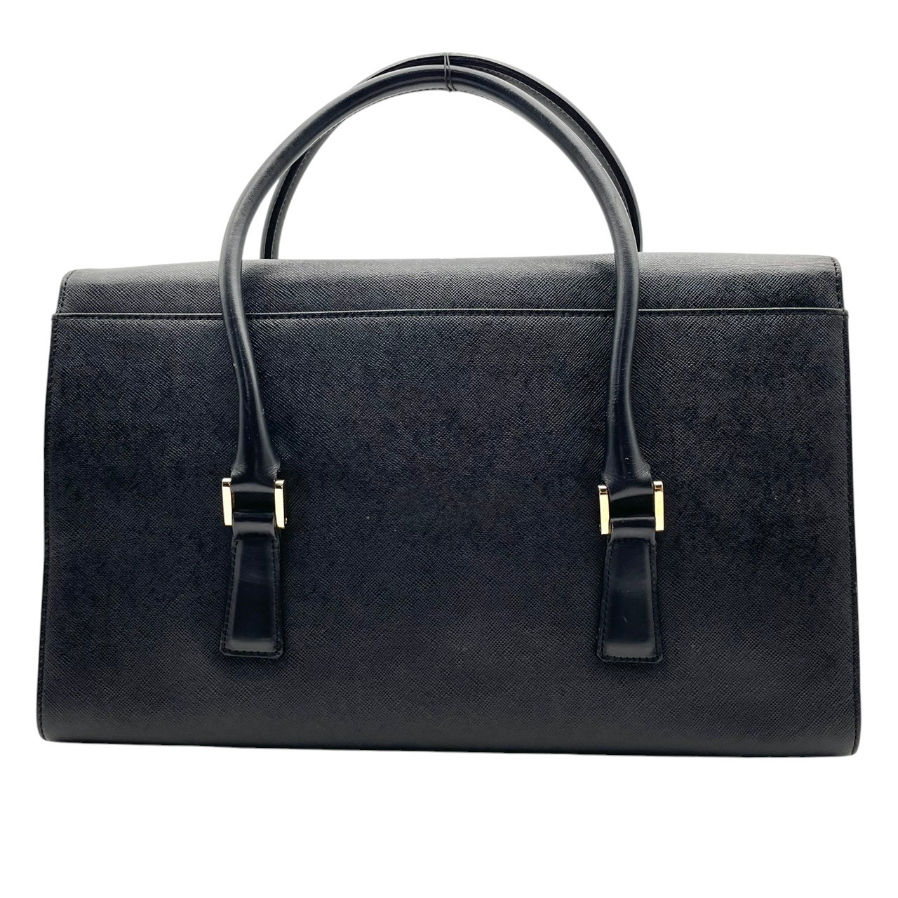 Authentic BURBERRY Saffiano Leather Flap Handbag Black Nova Check Vintage
