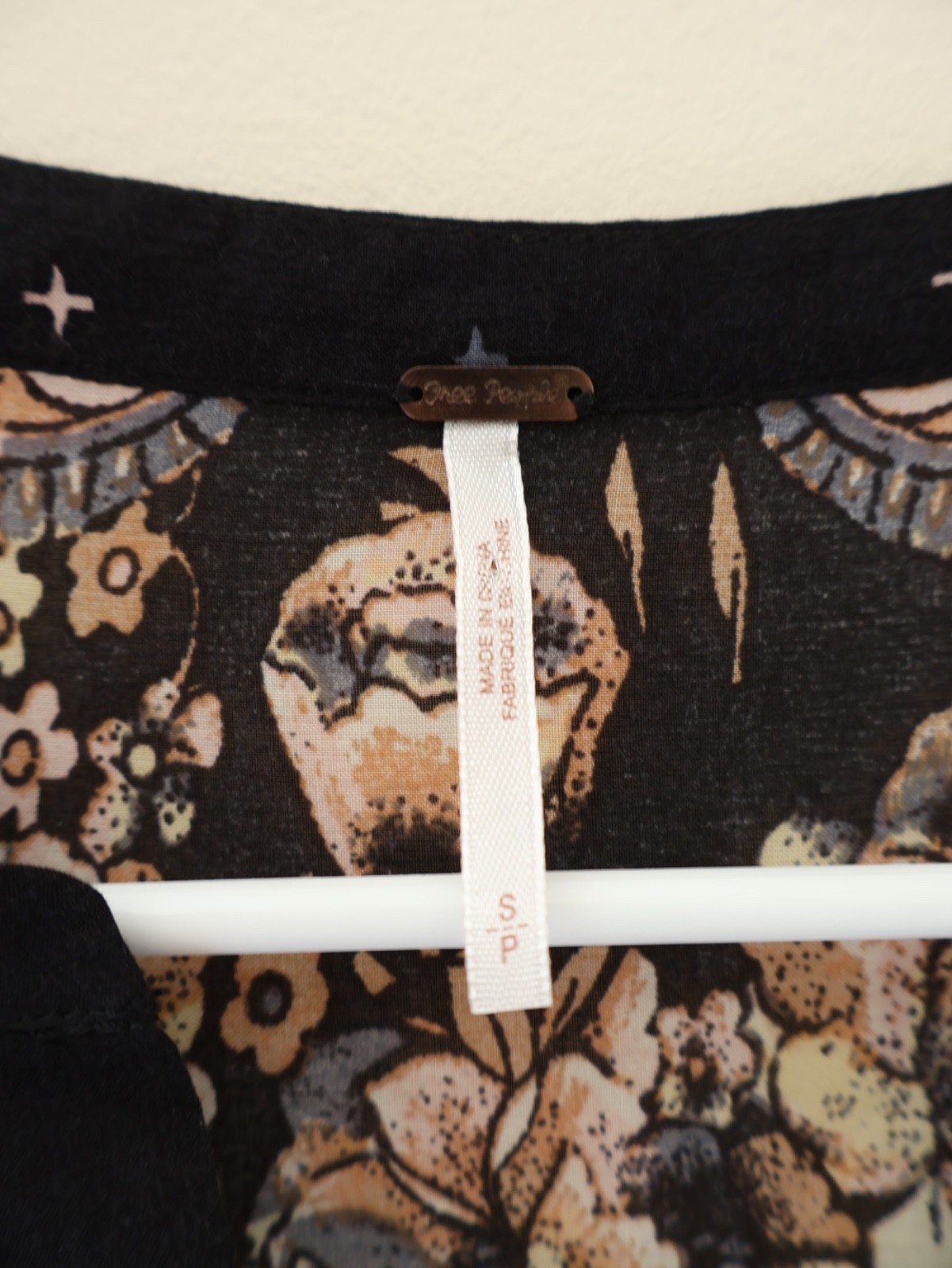 Free People Sierra Valley Black Floral Paisley Celestial Tunic Dress Size S Boho