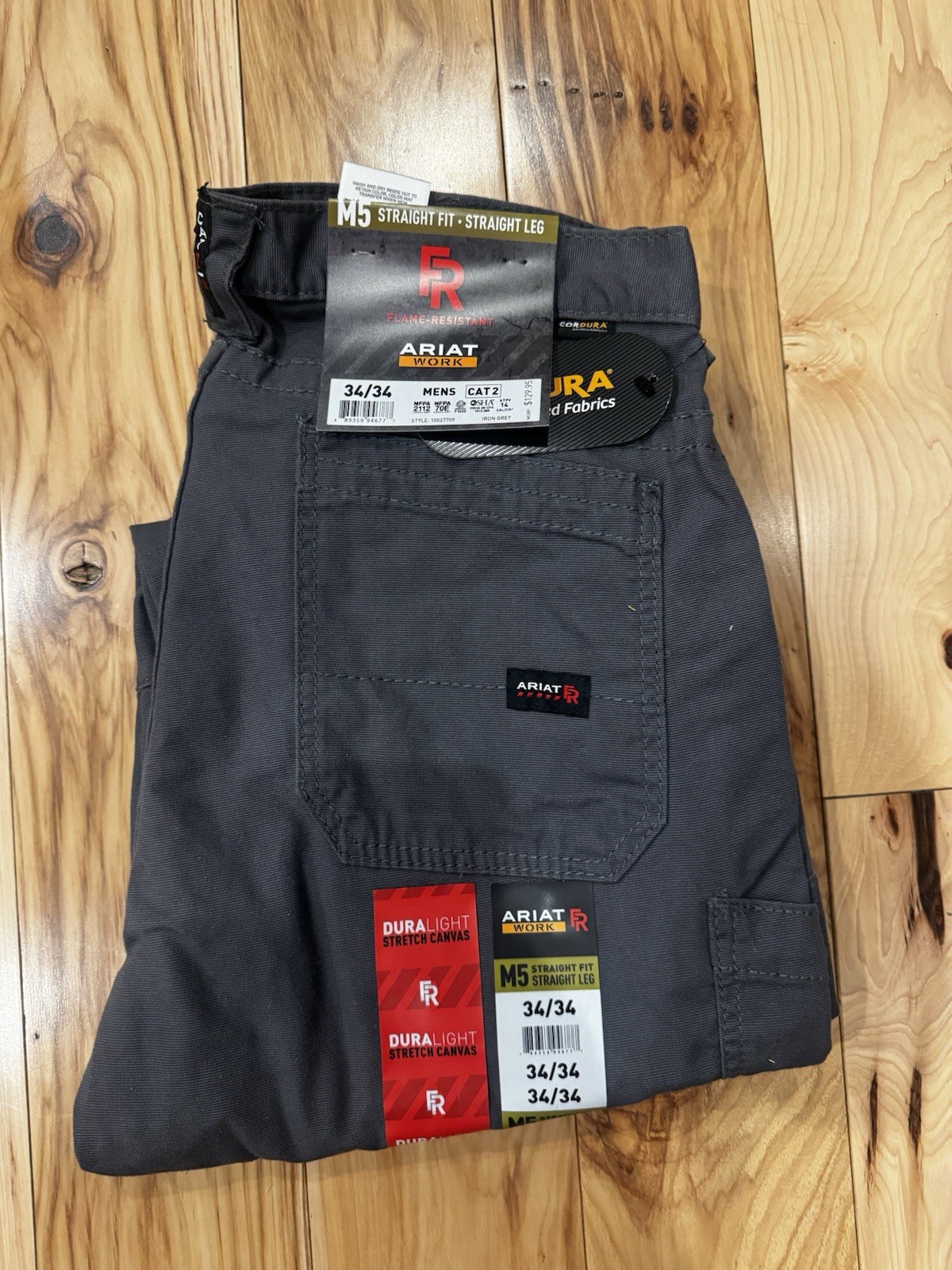 Ariat FR M5 Dura-Light Stretch Canvas Flame-resistant work pants in gray 34X34