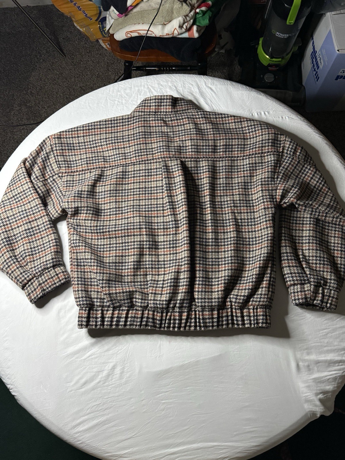 Old Navy Women’s M Houndstooth Bomber Jacket Button Front Lined Midweight