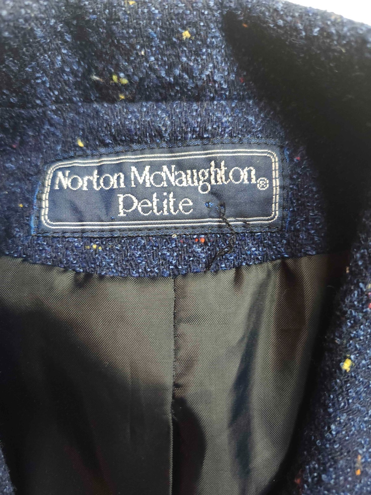 Vintage Norton McNaughton Blazer Jacket Womens 12P Blue Confetti Career Office