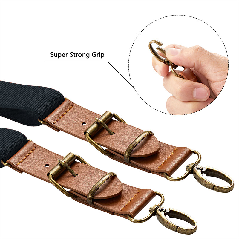 Men’s Y Back Suspenders Adjustable Elastic Y-Shaped Hooks Pants Brace Solid NEW