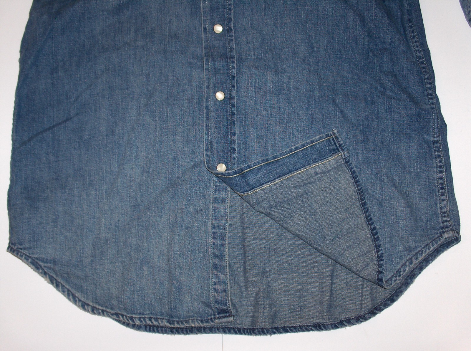 POLO RALPH LAUREN Men’s Long Sleeve Classic Fit Denim Western Snap Shirt, BLUE