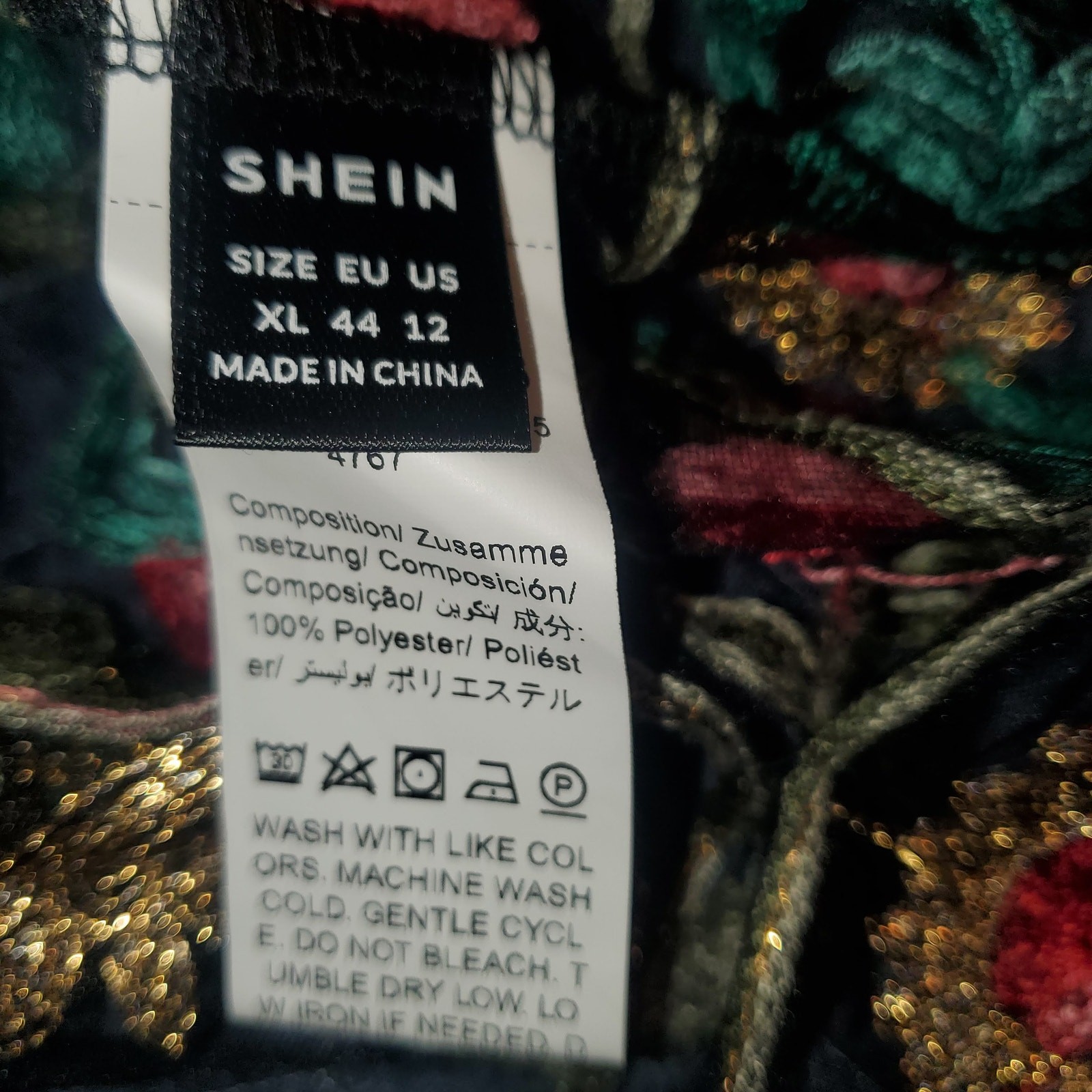 SHEIN Sheer Floral Embroidered Mesh Top US 12 US L Boho Festival