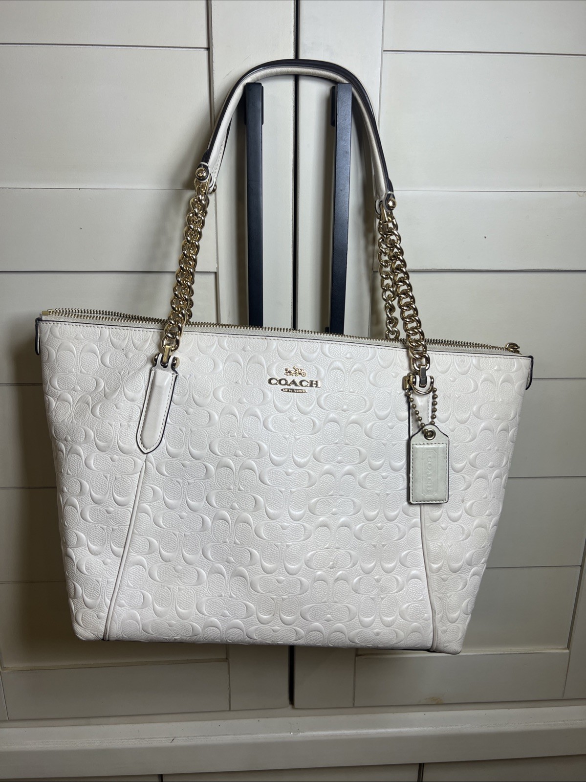 Coach (2013) Signature Ava Chain Embossed Shoulder Tote
