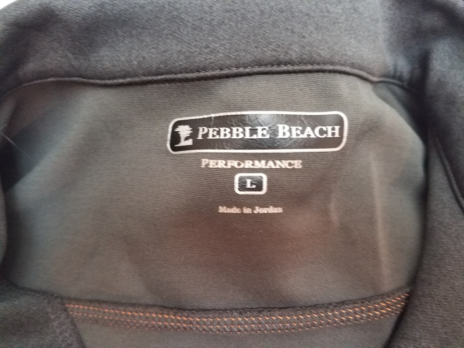 Pebble Beach Performance Charcoal Gray Orange Stitching 1/4 Zip Pullover Large