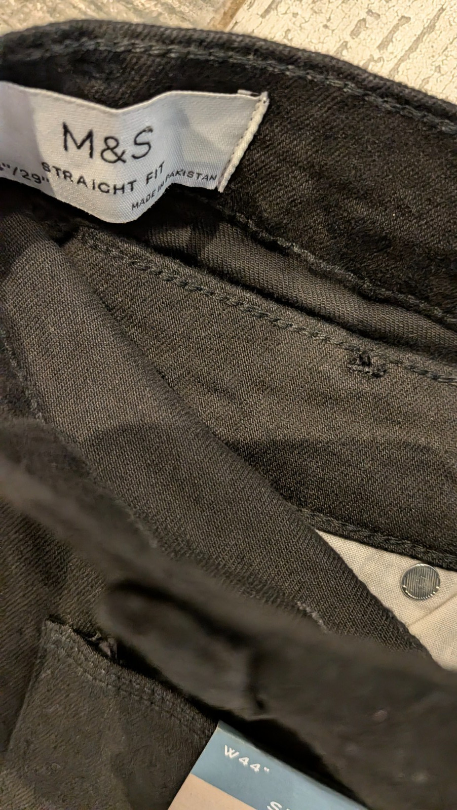 NEW M & S black stretch straight fit jeans W 44 L 29