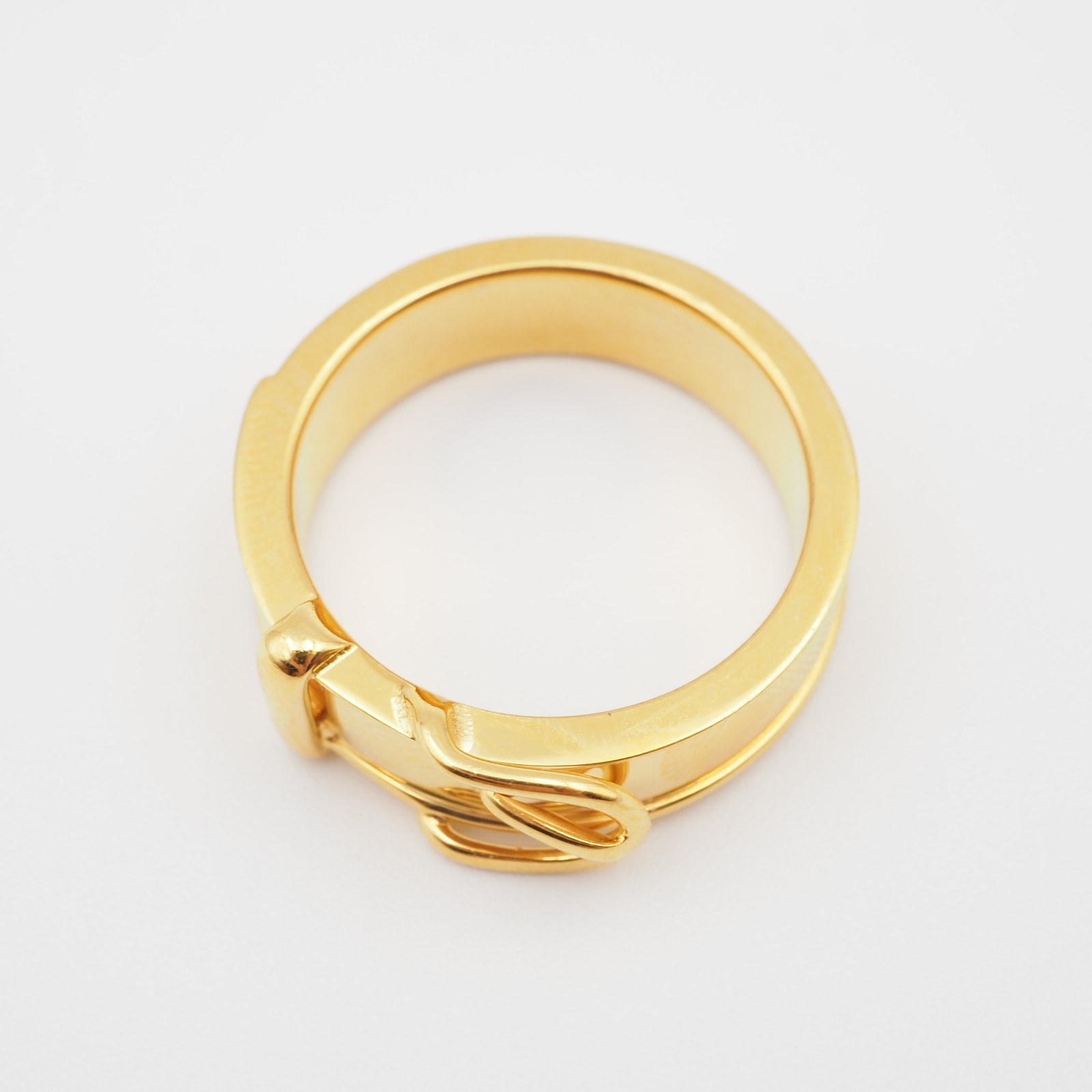 [EXC] HERMES Scarf Ring Belt Motif Design Gold Plating Japan w/Box