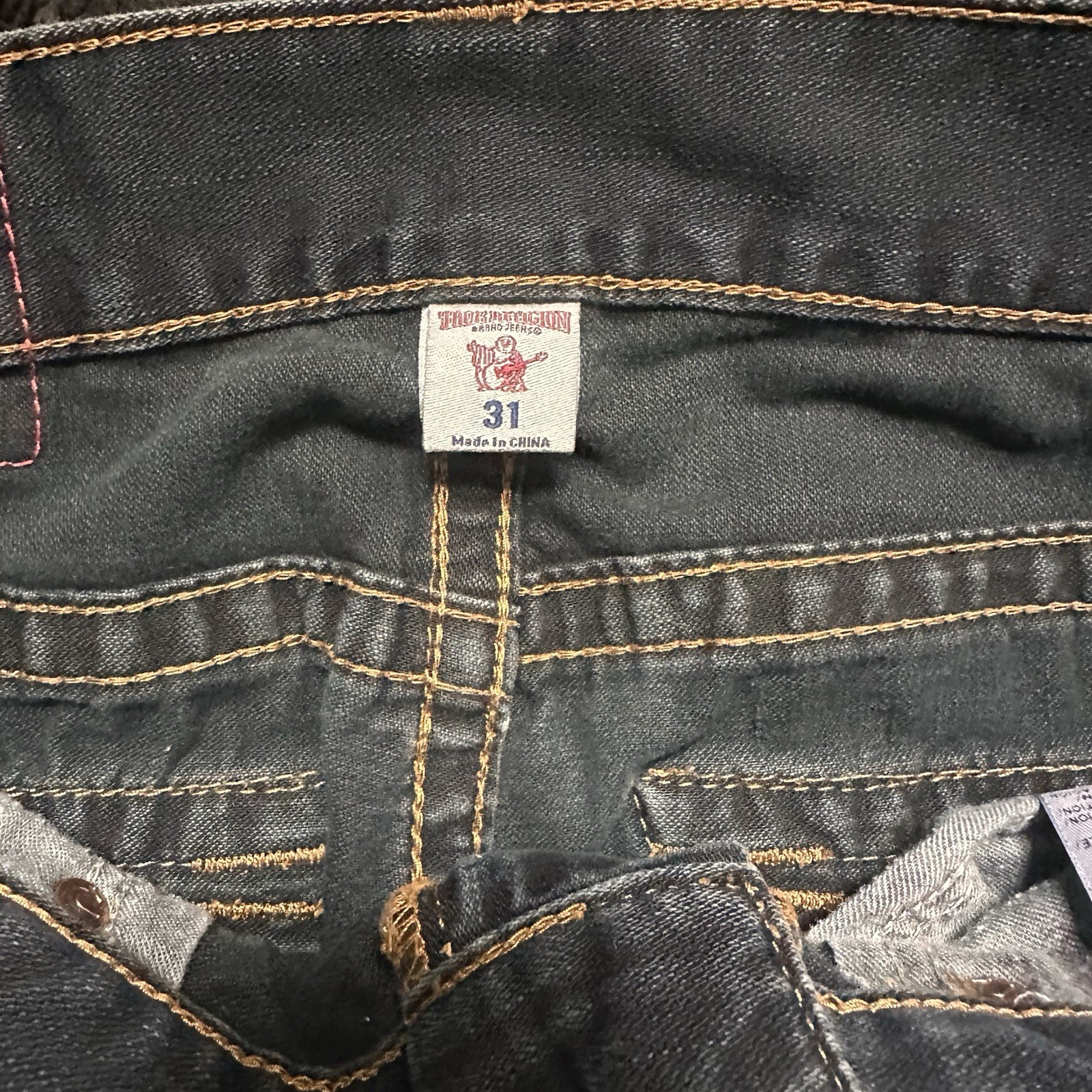 True Religion Distressed Dark Navy Blue jeans regular fit.