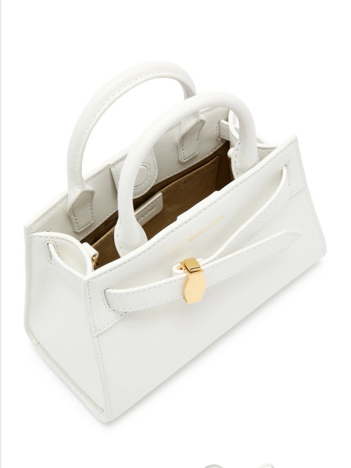 Veronica Beard Mini Dash Leather Top Handle Bag – White