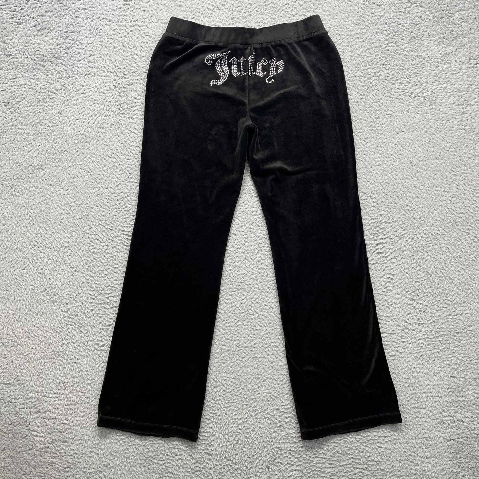 Juicy Couture Velour Sweatpants Womens Medium Black Rhinestone Juicy Logo Lounge