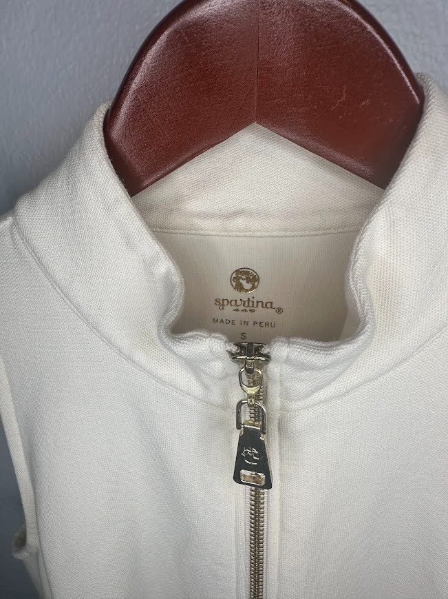 Spartina 449 Keira 100% Cotton Sleeveless Tennis Dress Pearl White Zipper – S