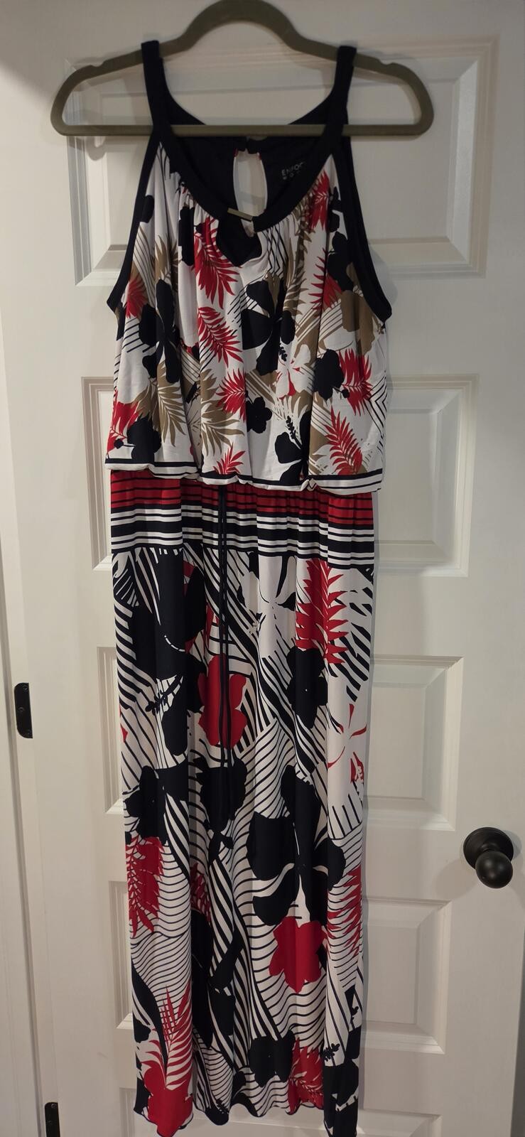 Enfocus Women 14W Tropical Print Sleeveless Maxi Dress