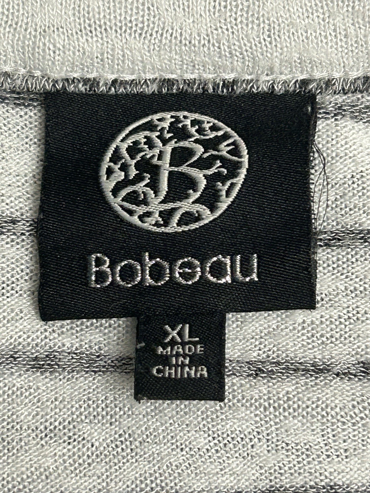 Bobeau white gray striped knit dolman short sleeve t-shirt relaxed fit xl