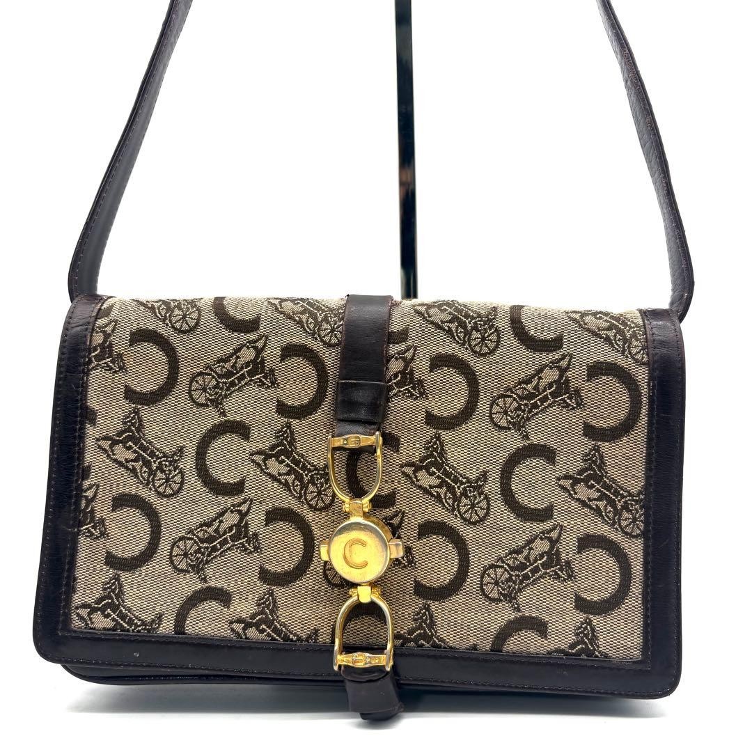 CELINE Shoulder Bag Beige Leather Women’s Excellent From Japan