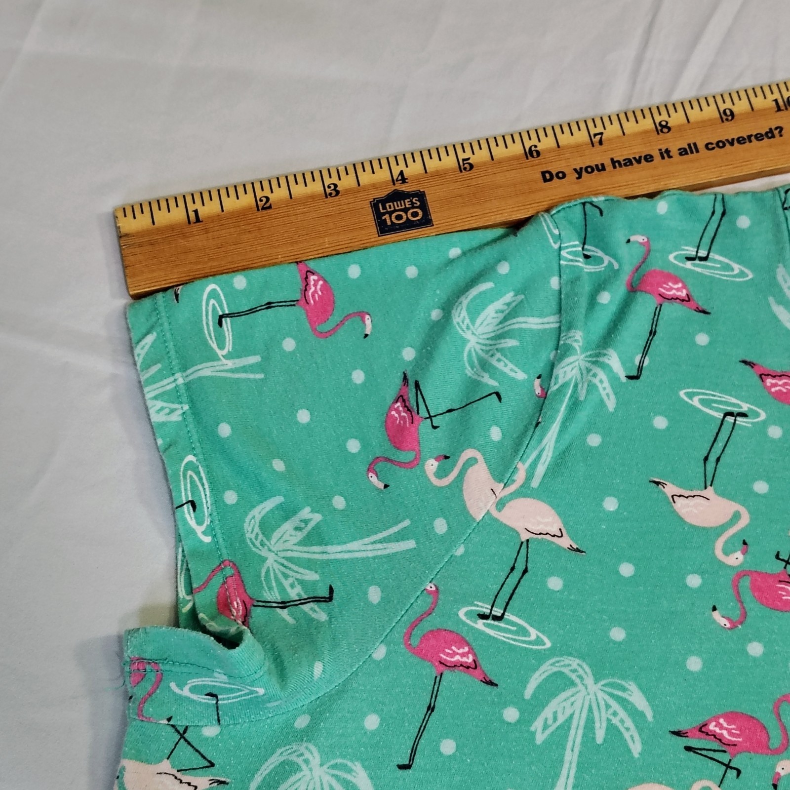 Secret Treasure Green Flamingos Palm Trees Sleepshirt Nightgown Nightshirt