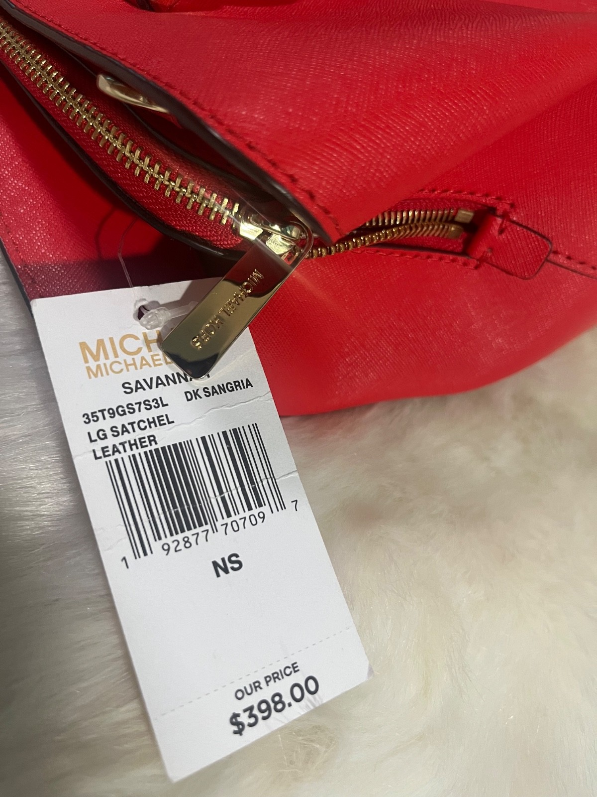 New Michael Kors Savannah Saffiano Leather Large Satchel – bright red