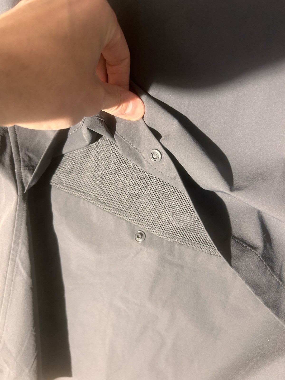 NWT VRST Shirt Mens Small Packable Shirt Jacket Snap Button Gray Zip Pocket