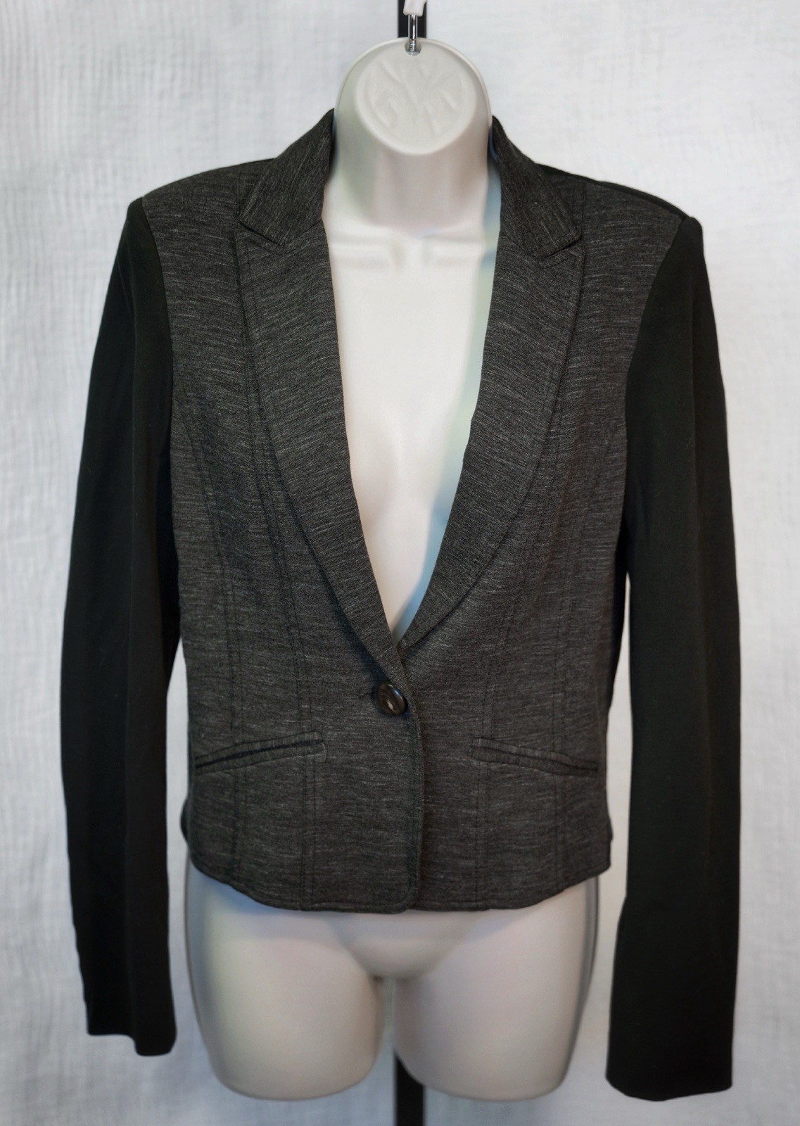 WORTH NY Women’s Dual Tone Gray/Black Lined Single-Button Blazer Jacket Size 2