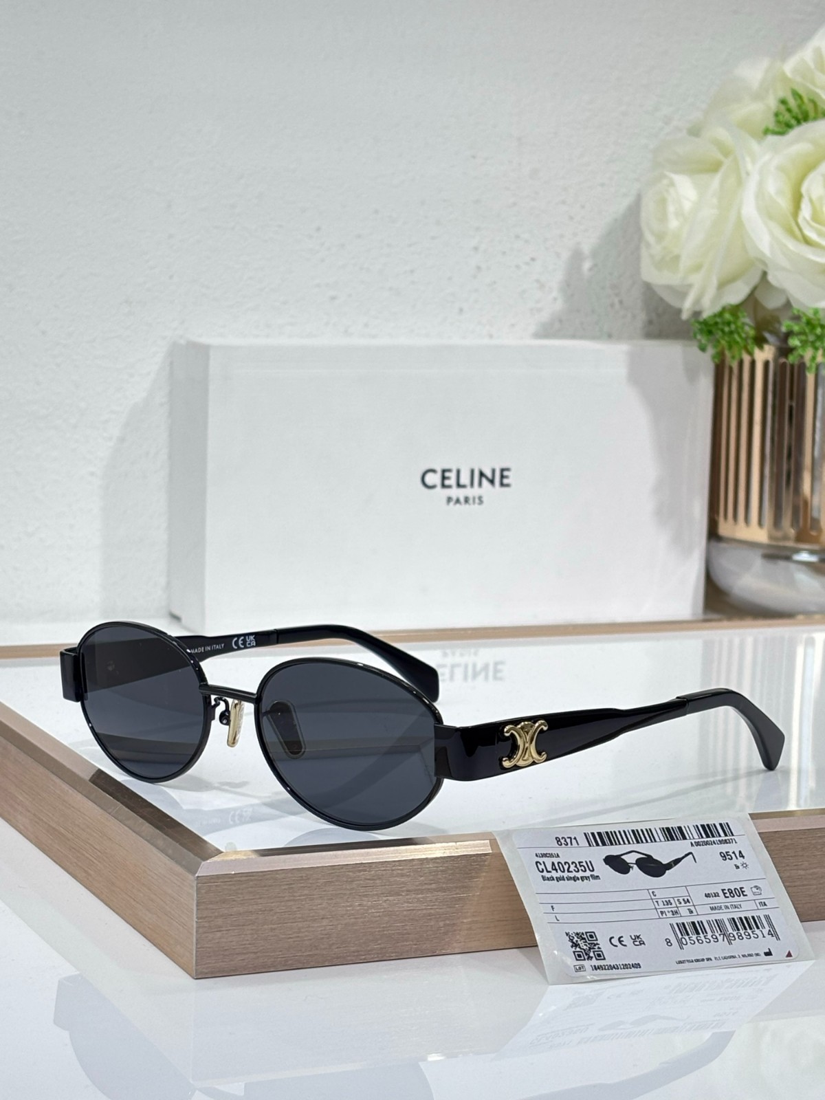 Celine CL40235U Arc de Triomphe Oval Sunglasses Gold Frame 54-18-135