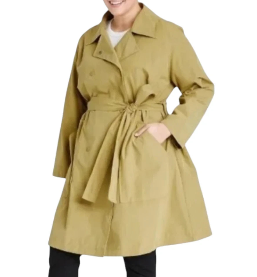Ava & Viv Trench Coat KHAKI RAIN JACKET Belt Double Breasted Pockets PLUS 3X NEW