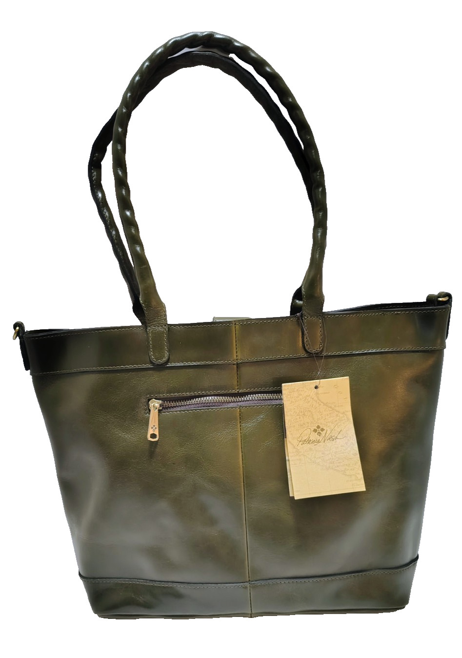 Patricia Nash Mallory Convertible Tote Soft Olive Leather Bag NWT MSRP $249 P996