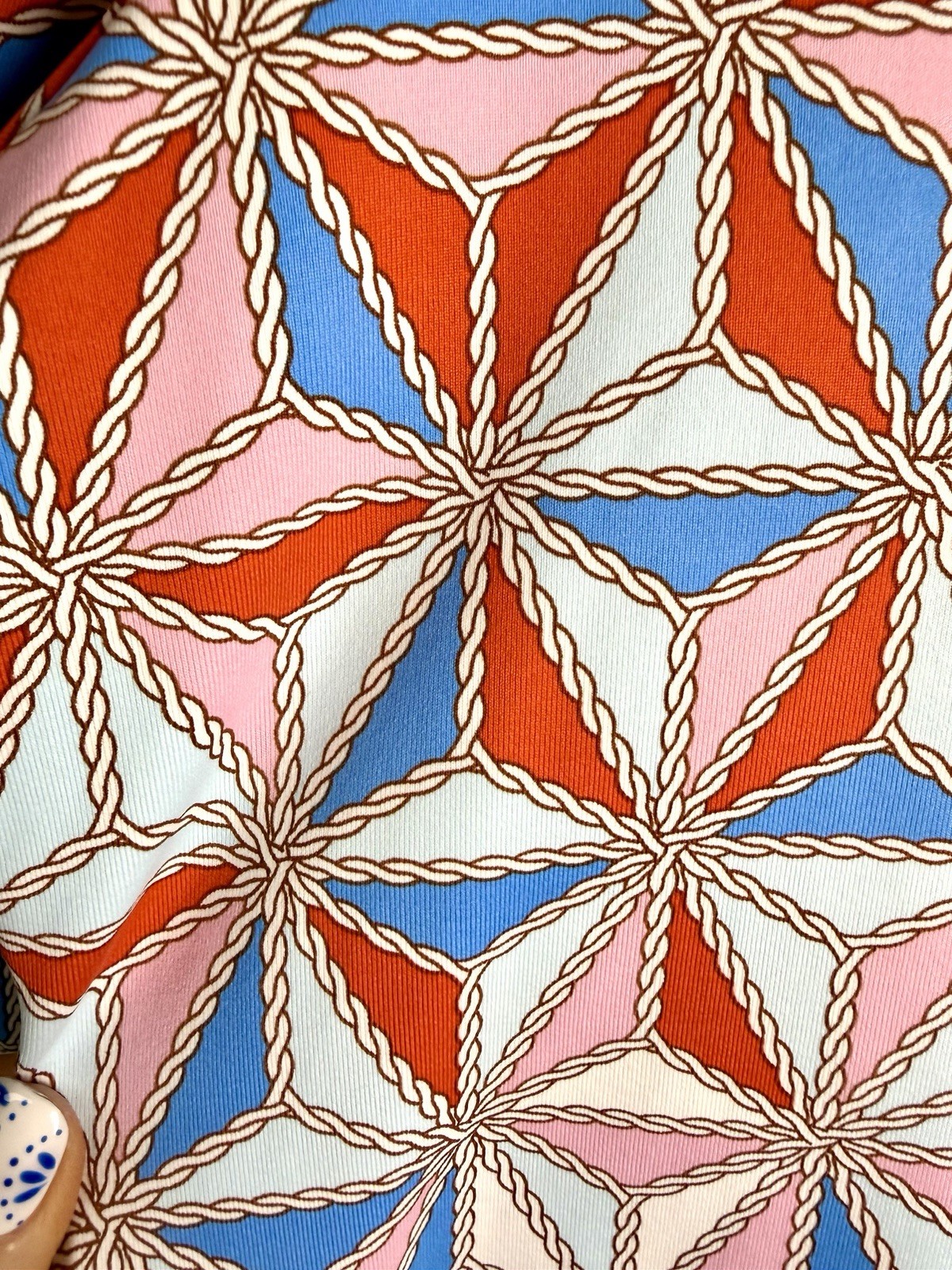 J. McLaughlin Catalina Cloth Pinwheel Geometric Print 1/4 Zip Top Size Medium