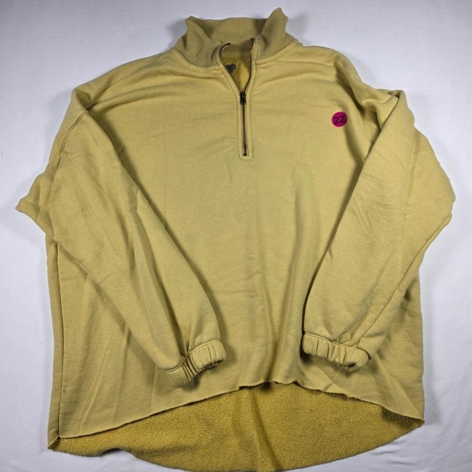 Aerie Yellow Fleece Quarter Zip Sweatshirt Oversized Raw size small