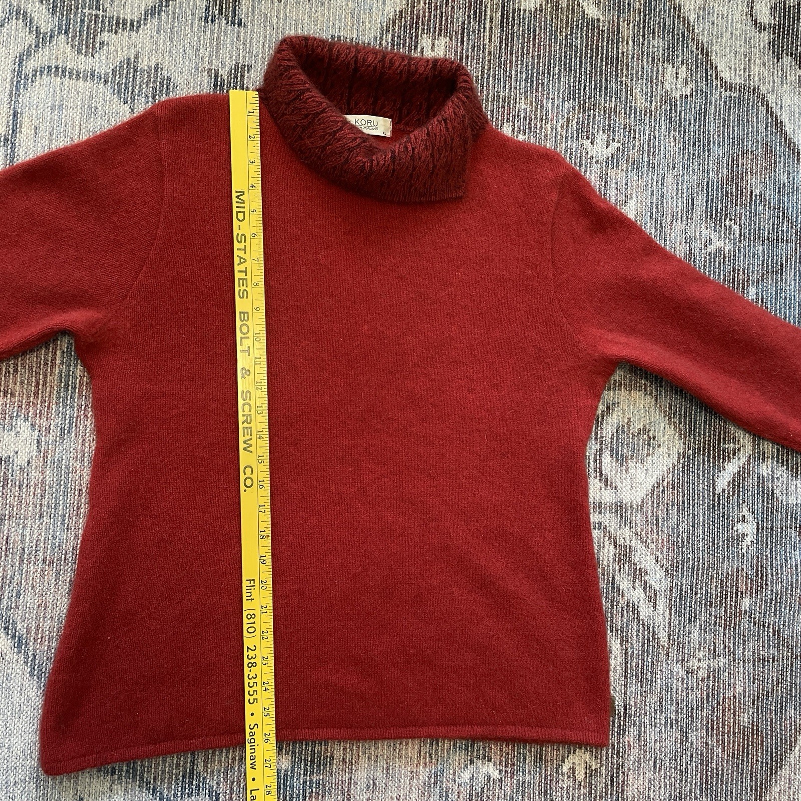 KORU Two Tone Red Jumper Sweater Wm’s XL Merino Wool, Possum,Silk Retail $240