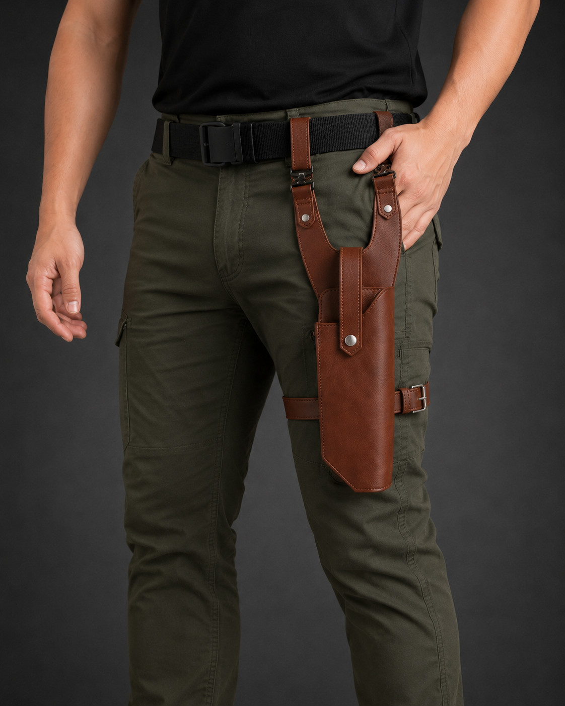 Genuine Leather Sci-Fi Drop Leg Holster Belt Mounted Thigh Holster Handmade