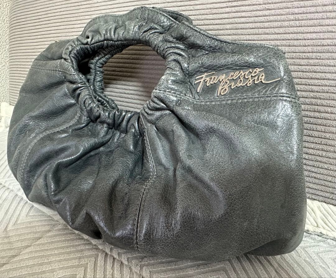 FRANCESCO BIASIA Leather 2way Shoulder Bag Gray