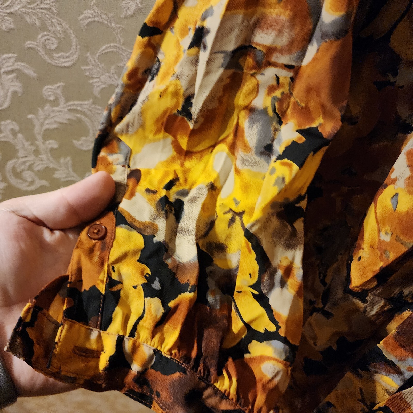 Isaac Mizrahi Live Mustard Yellow Multi-Color Blouse Top Size 2X