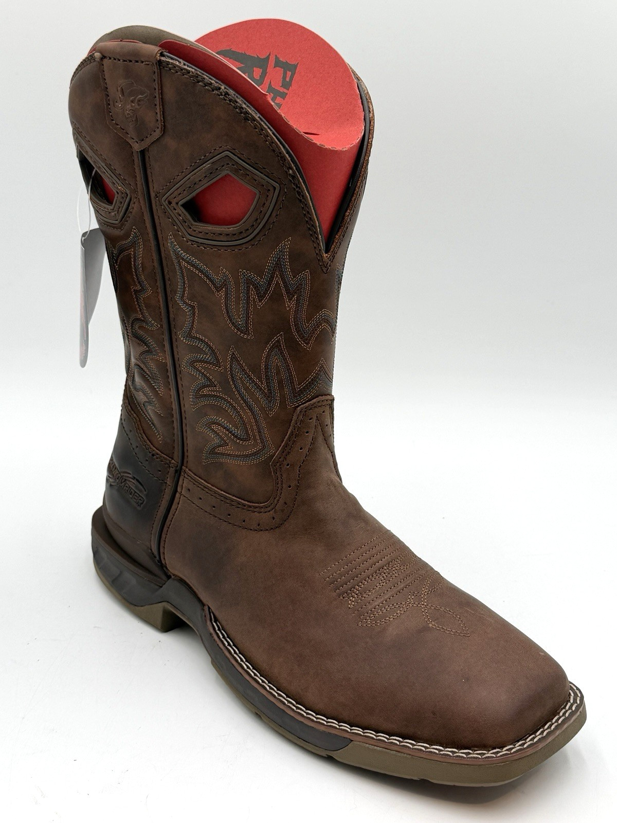 NEW PHANTOM RIDER SZ 9.5 D 11″ Roper Pull On Work Boots Square Toe in BROWN