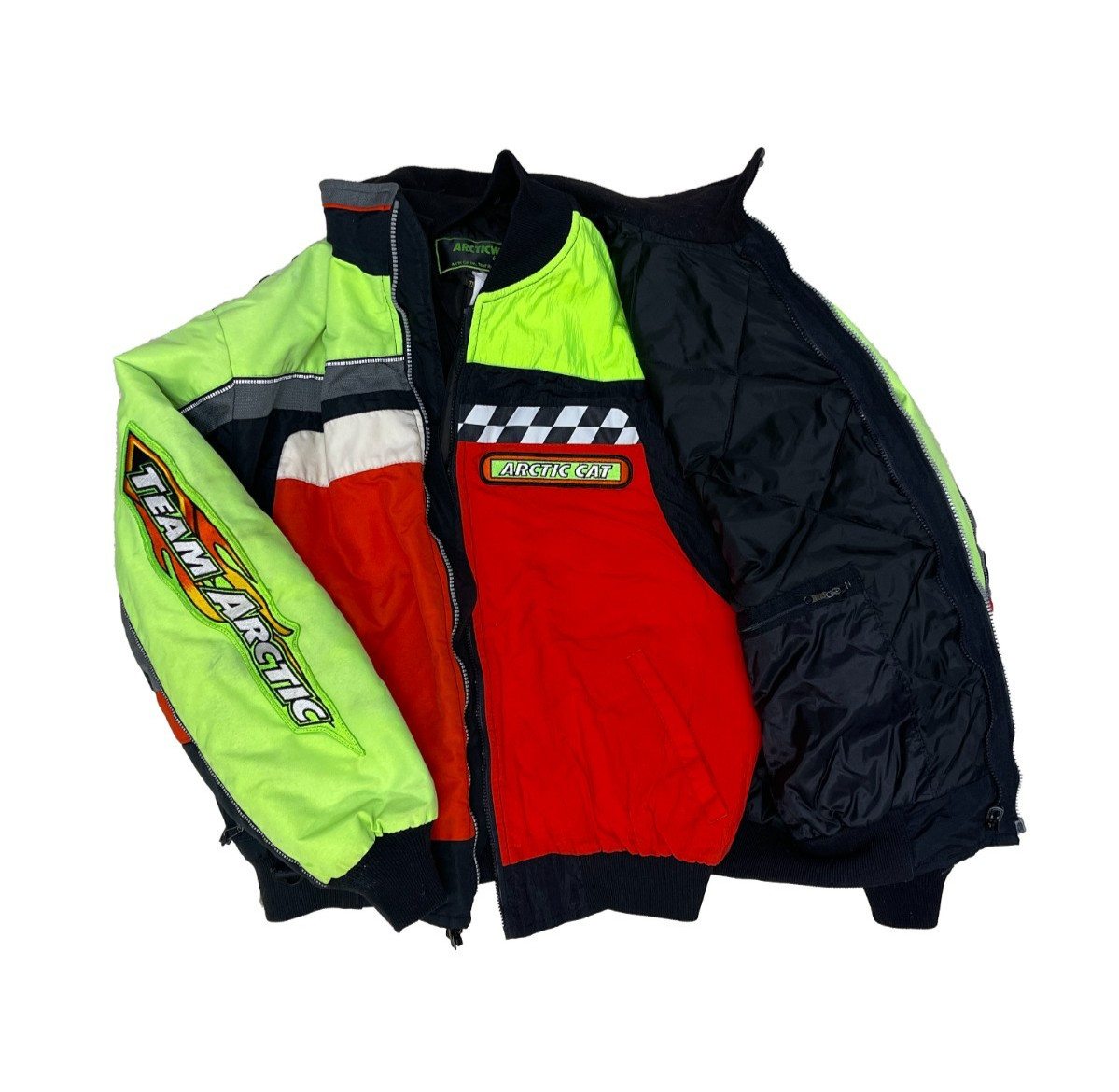 Vintage Arctic Cat Racing Jacket Detachable Shell 90s Snowmobile TWO JACKETS!