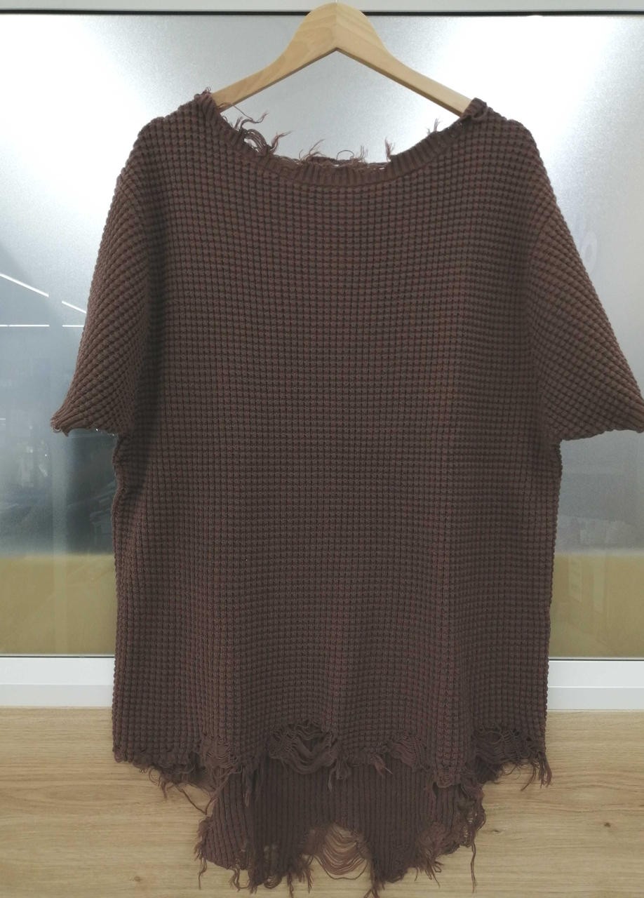 AMERI Damaged Cotton T-Shirt Women Casual Distinctive 75cm Length 104cm Chest