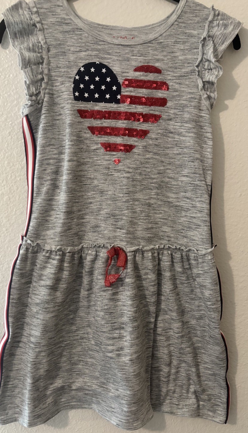Girls Large (10/12) Cat & Jack American Heart Gray Sweat Dress