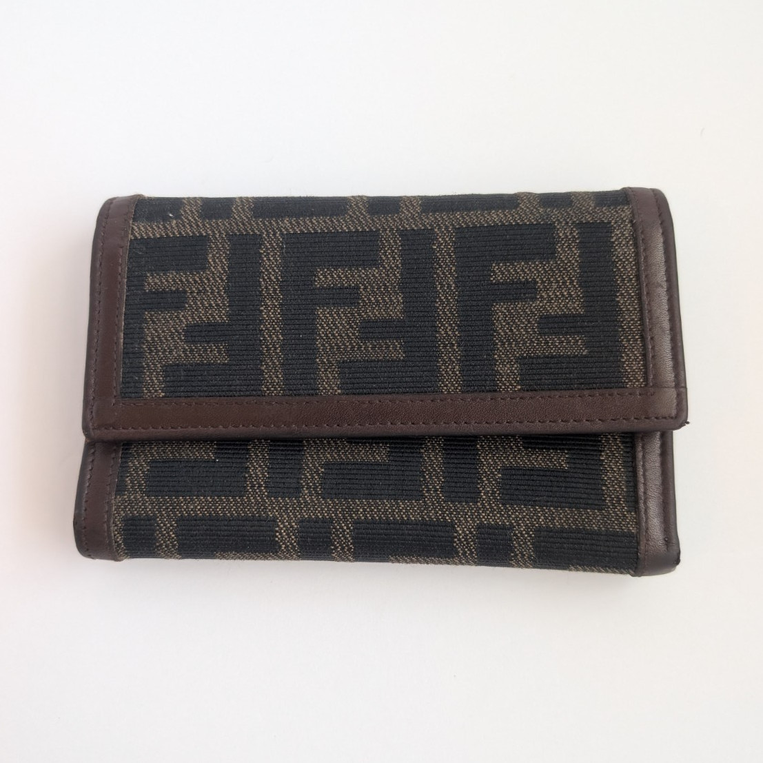 Fendi Women’s Wallet Brown/Black Logo Pattern Credit Card Fold-Over