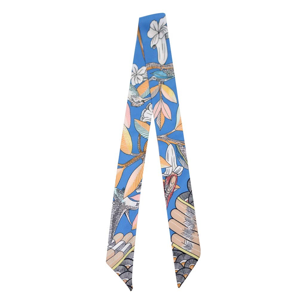 Fashion Natural Flower Bird Printing Handbag Handle Ribbon Scarf Neck Scarf