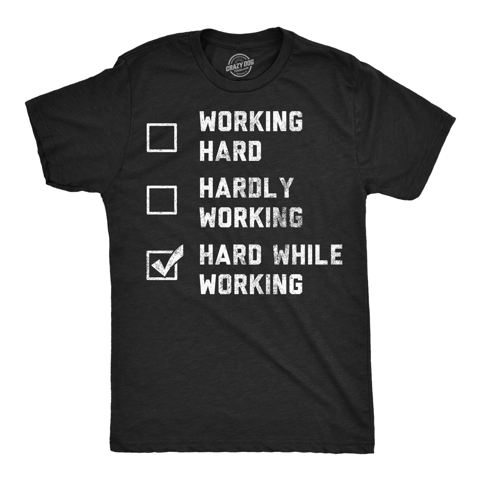 Mens Funny T Shirts Hard While Working Checklist Sarcastic Adult Joke Graphic