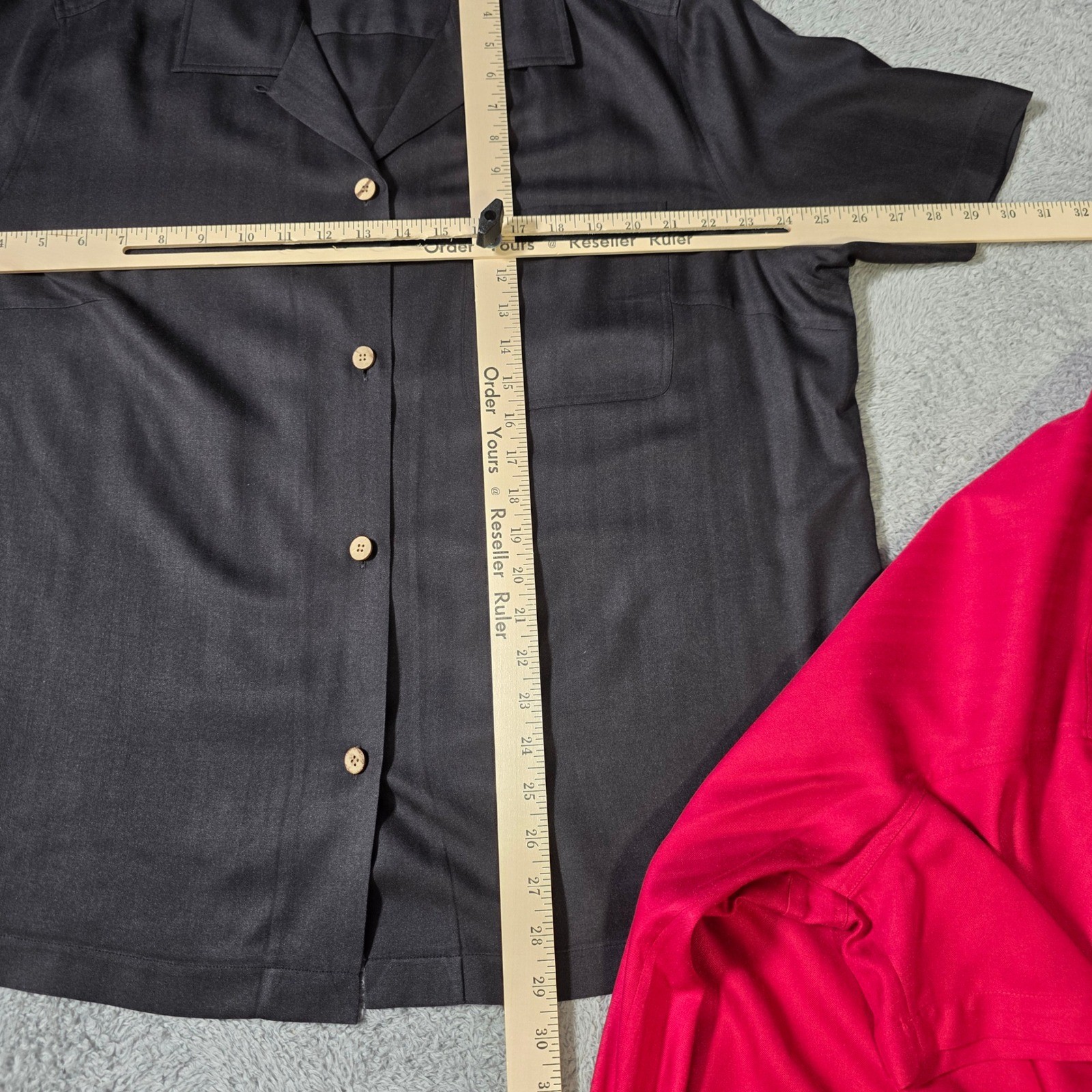Jacobson’s Womens 2X Shirt Bundle Red Black 100% Silk Short Sleeve Camp Collar