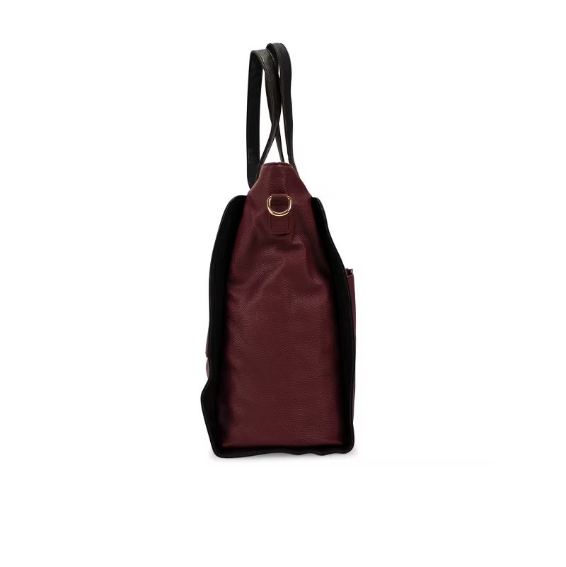 Badgley Mischka Rose Vegan Leather Travel Tote Weekender Bag BURGUNDY / BLACK
