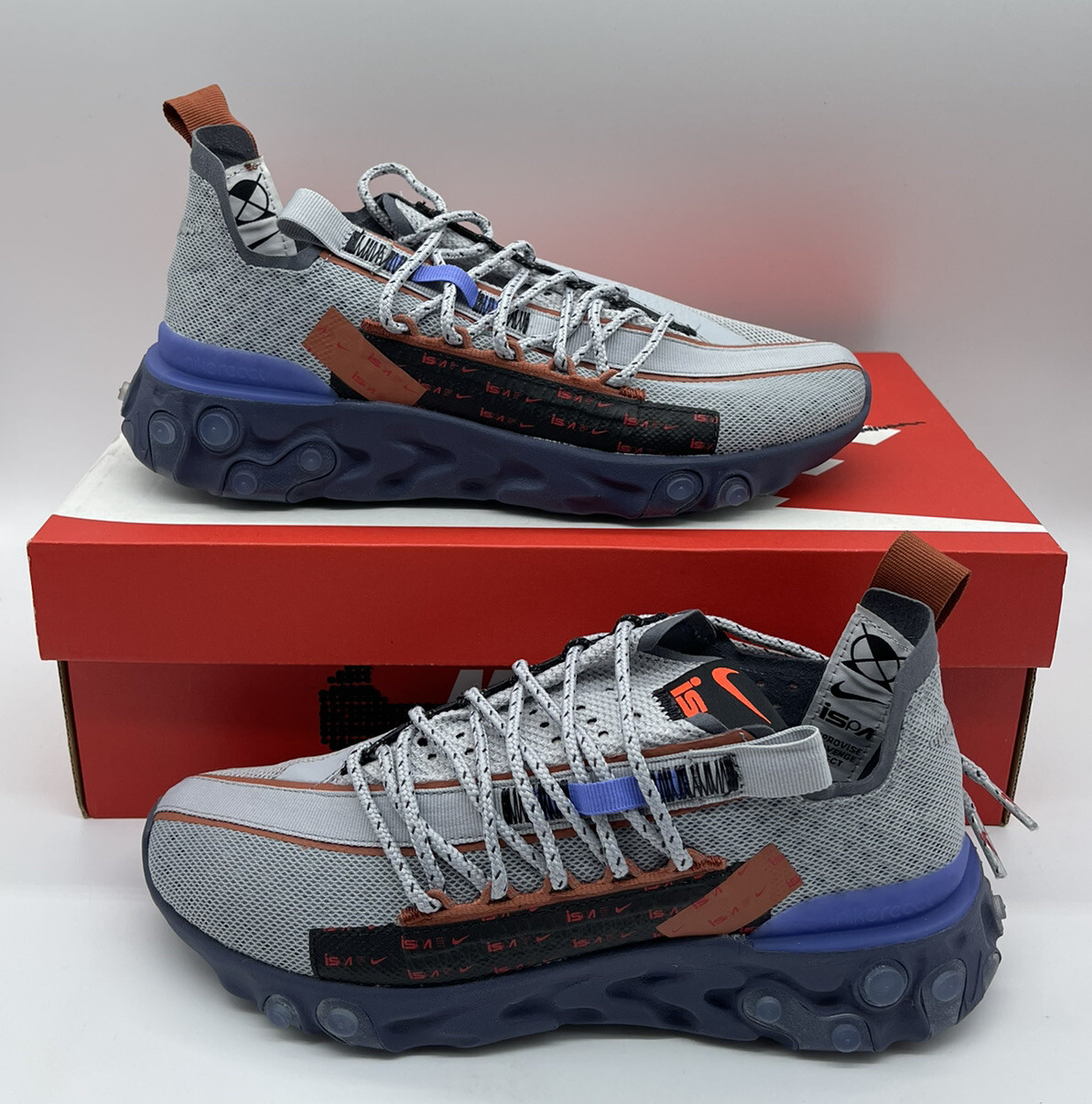 Nike React WR iSPA “Wolf Grey” 2019 US Men Size 5.5 Womens Size 7 Sneakers Shoes