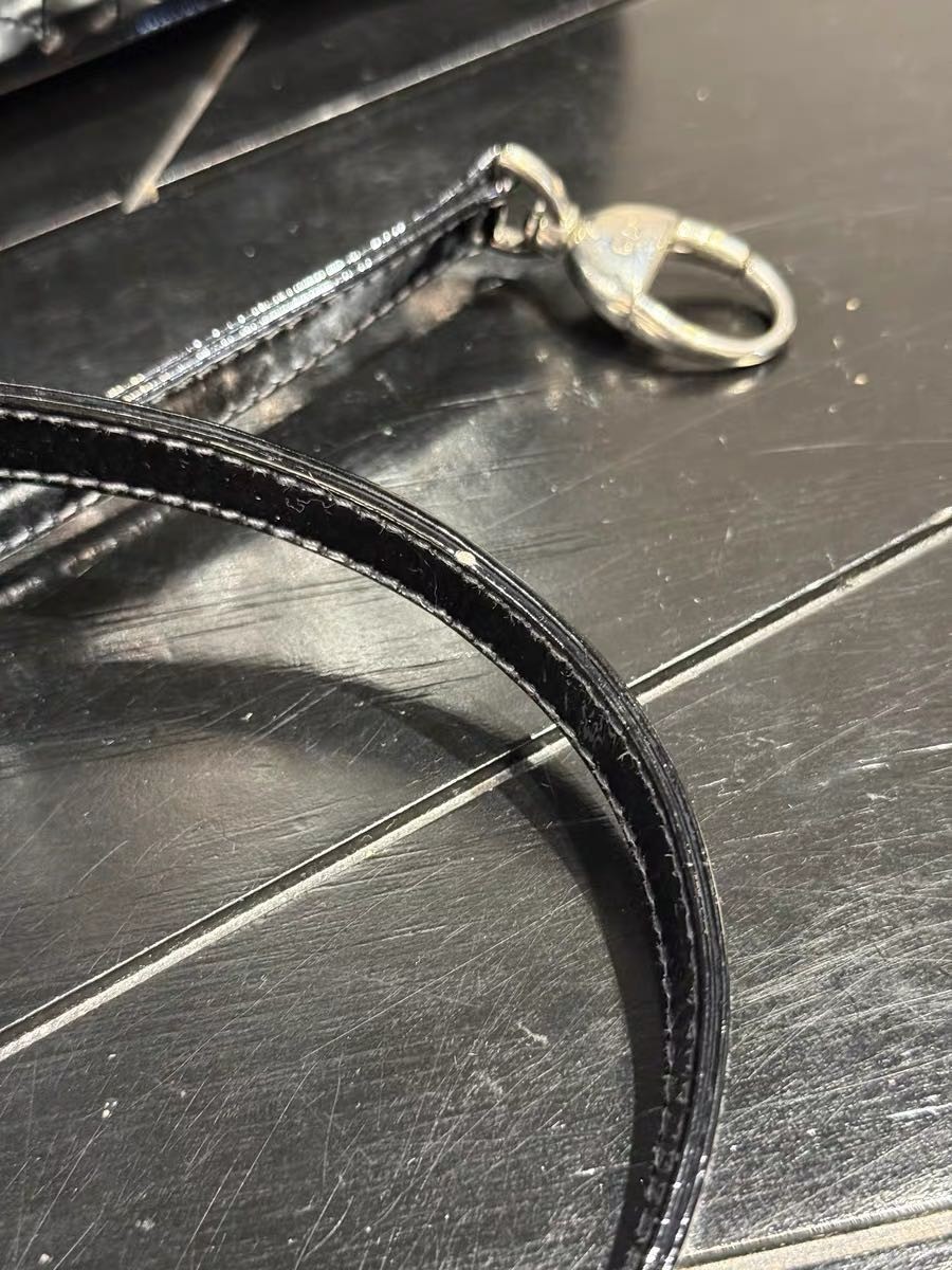 Authentic Christian Dior Black Patent Leather Lady Dior Bag