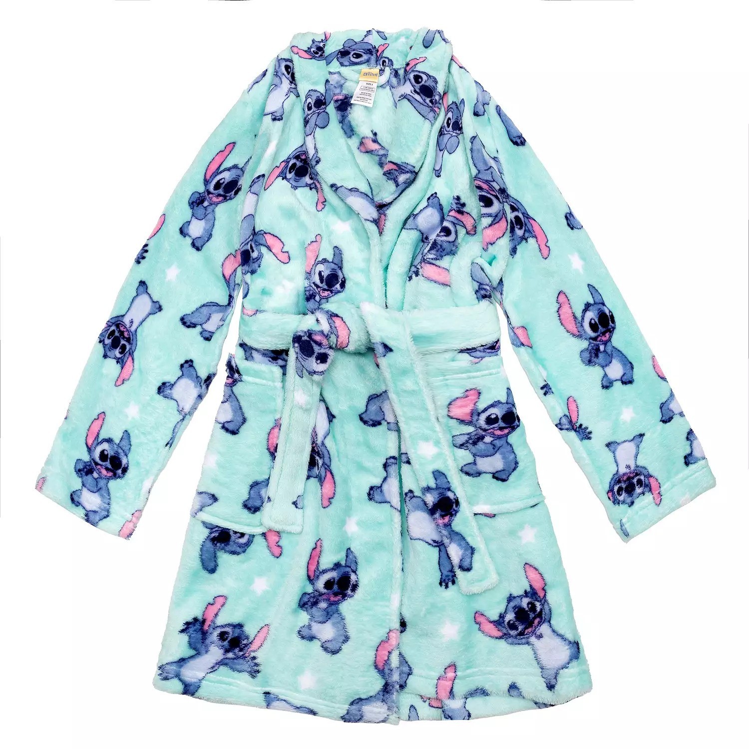 NEW DISNEY GIRLS SIZE 10 LILO & STITCH SOFT ROBE WITH POCKETS TEAL BLUE MOODS