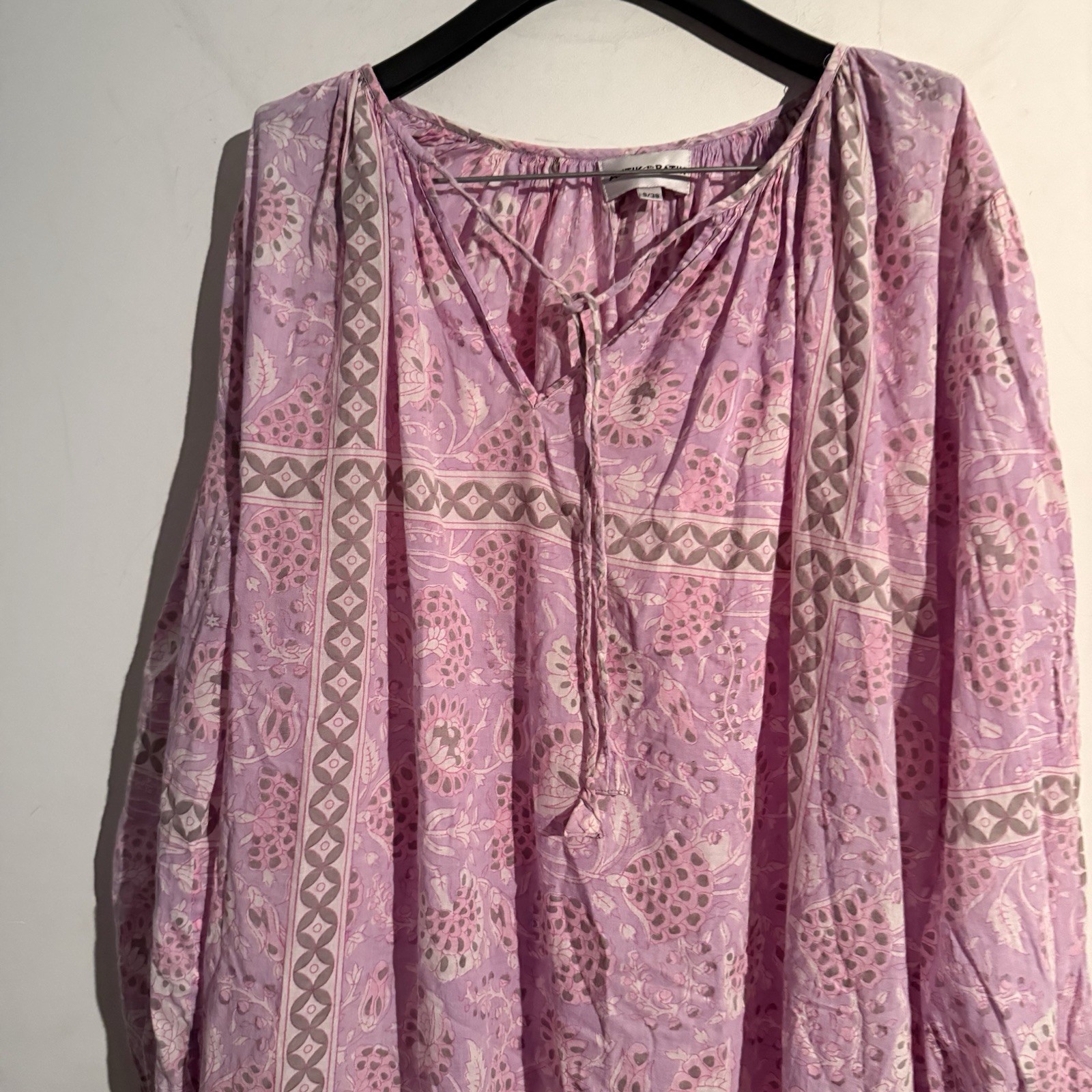 Antik Batik Maxi Dress Long Sleeve Boho Tent Size 38/S Relaxed Lagenlook Coastal