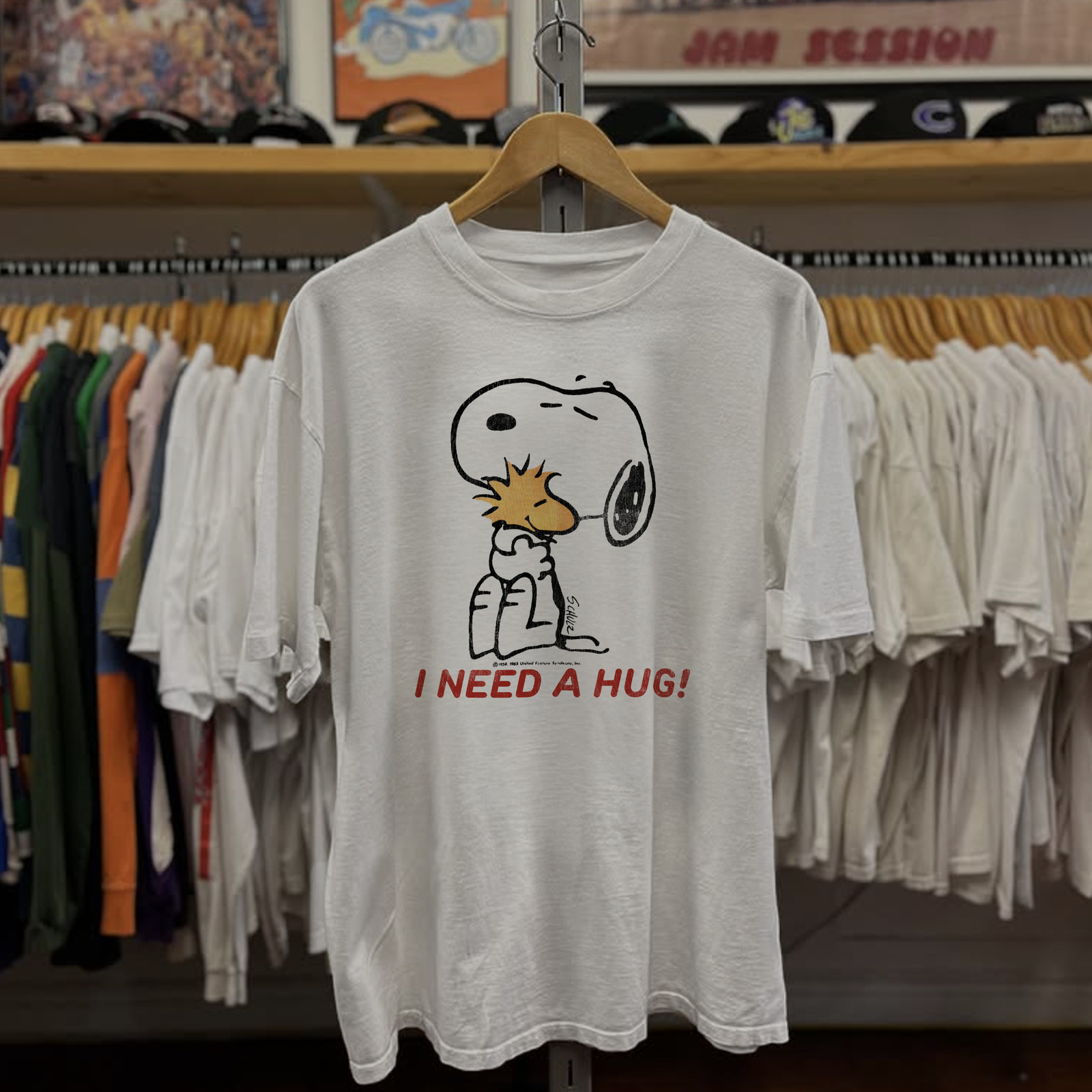 Rare Peanuts I Need A Hug Washed T-Shirt White L