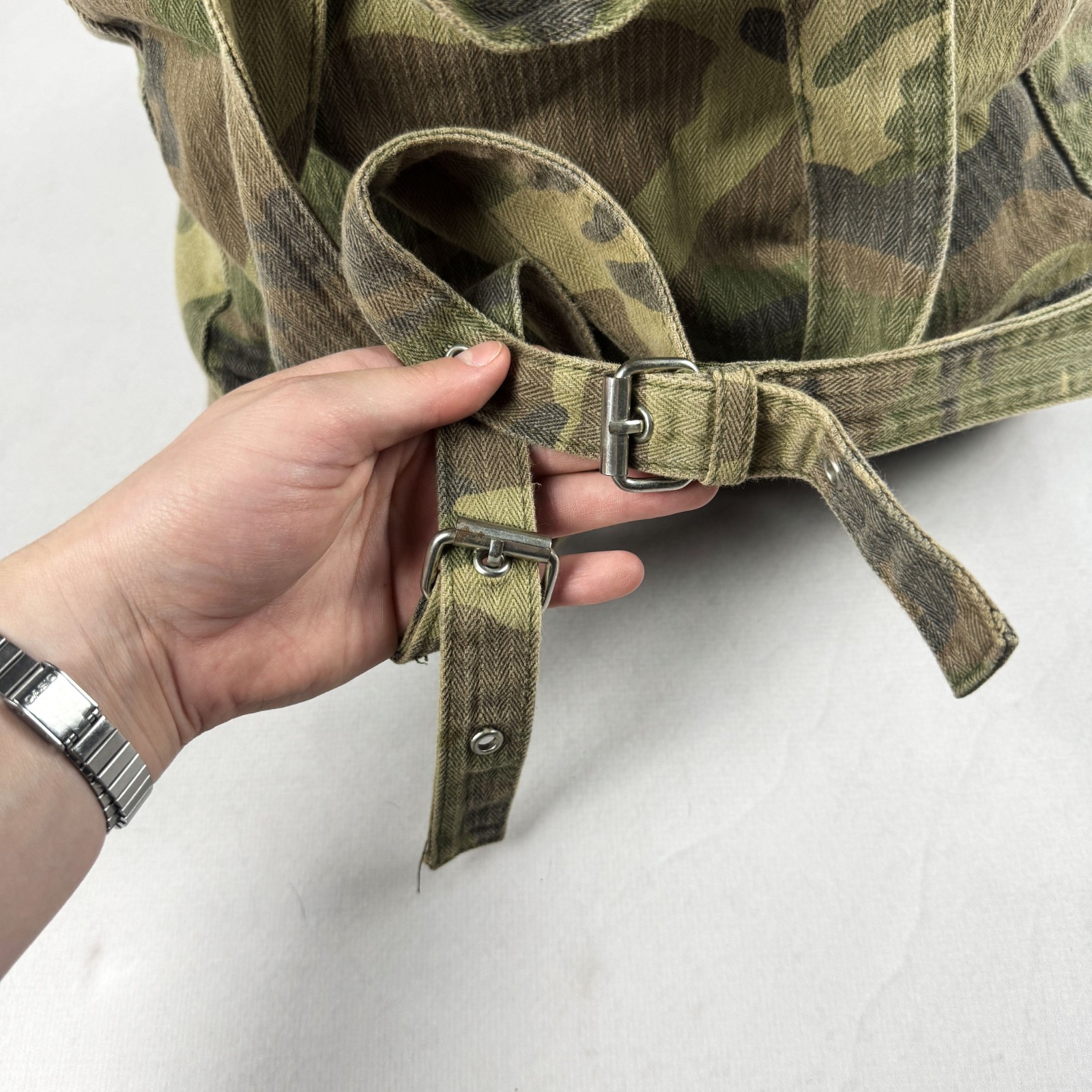 Vintage Seven Stars Camo Backpack Military Army Canvas Rucksack Y2K Streetwear