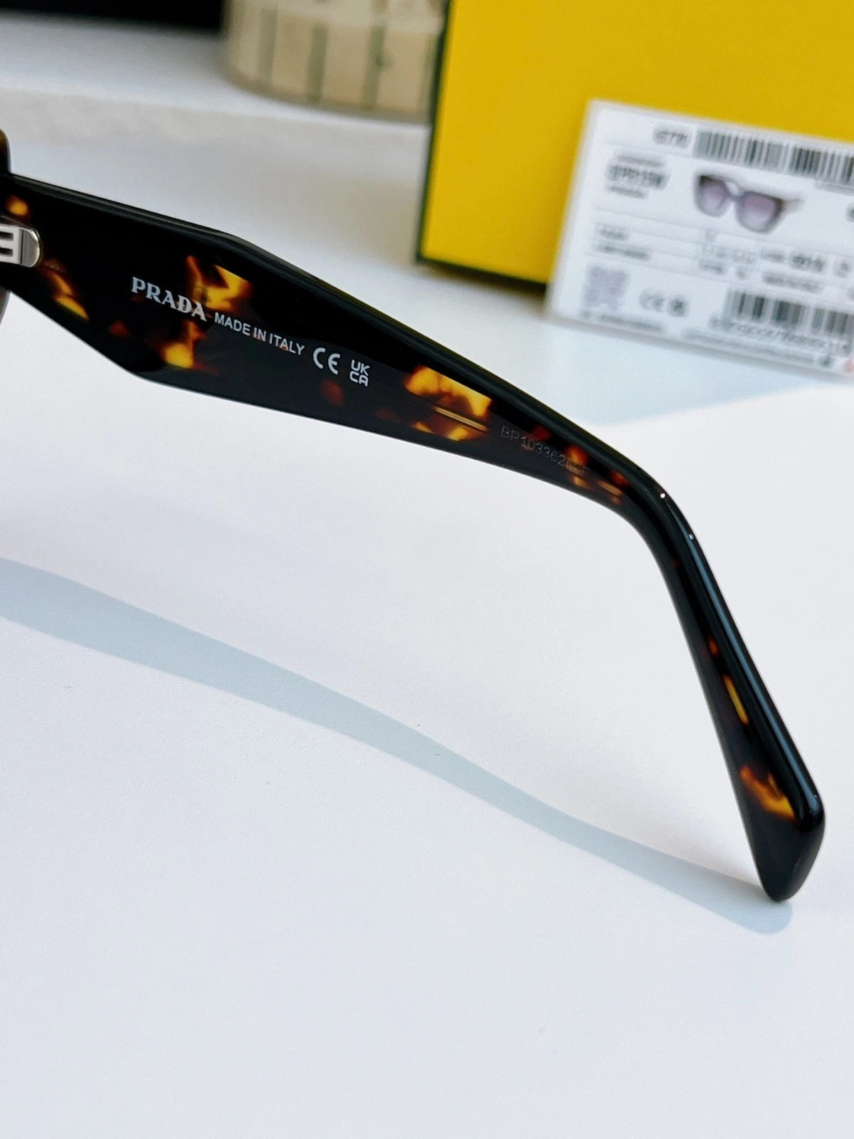 Prada PR 15WS Oversized Square Sunglasses Women Authentic Black Tortoiseshell