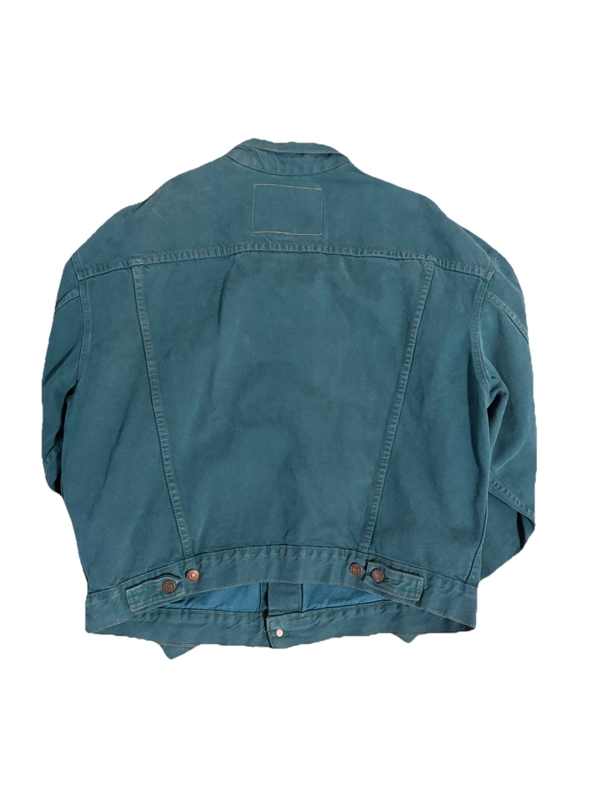 Vintage Levi’s Type 3 Green Denim Trucker Jacket Size XL USA Made 90s 70598 4347